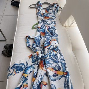 Flowered jump suit